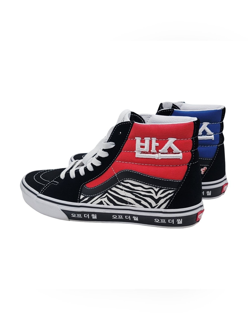 VANS Sk8-Hi Korean Typography Sneakers Men's 10 Floral Zebra Blue Black Red